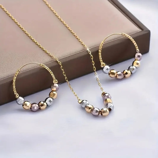 14K Guldpläterat Koppar Smyckesset – Örhängen & Halsband