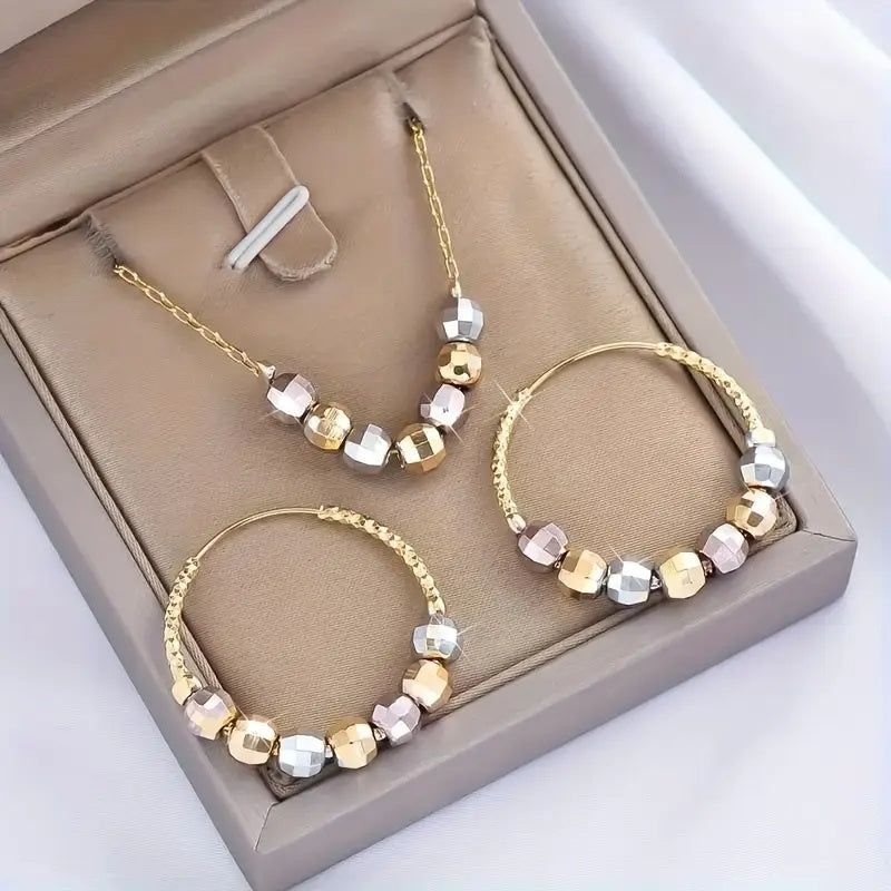 14K Guldpläterat Koppar Smyckesset – Örhängen & Halsband